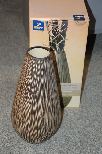 Tchibo ceramic brown vase with - tchibo,