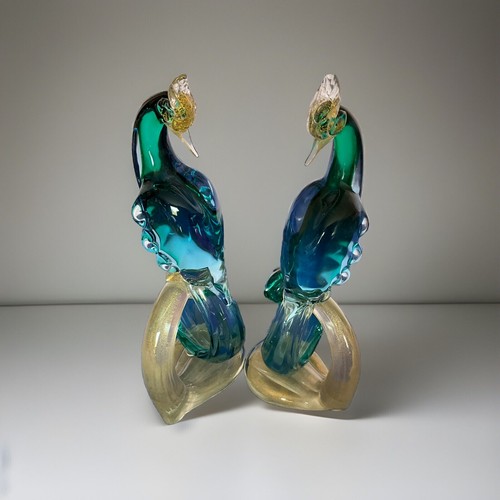 Vtg 2murano glass bird of - bird,