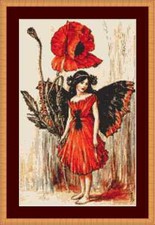 Poppy Flower Fairy Cross Stitch Kit