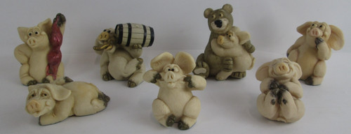 Piggin pig figurines - job, lot