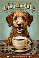 Labradoodle Bistro Metal Sign, Labradoodle Sign, Coffee Plaque