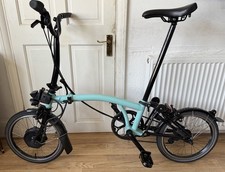 Brompton M2L Electric Green Folding Bike 2021, with small battery bag - 2 Speed.