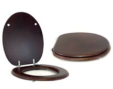 Luxury Wooden Toilet Seat Loo Bathroom Seat With  Strong Silver Hinges Mahogany