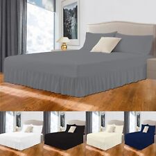 LUXURY PLAIN DYED PLATFORM FRILLED BASE VALANCE SHEETS POLY COTTON ALL SIZES