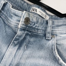 Men’s Zara Pale Blue Washed Denim Jeans Ripped  Summer Jeans Size EU 32 