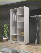 Modern Full Mirror Sliding Door Wardrobe with LED Light