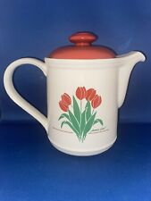 VINTAGE 1980s KILN CRAFT NOVA RED WHITE TULIP JESSICA SANT TEA POT