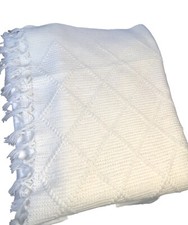 Pure White Knit Afghan Blanket