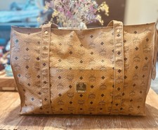 MCM Visetos camel leather tote