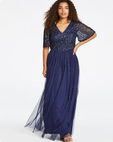Sequin maxi dress navy blue - dress,