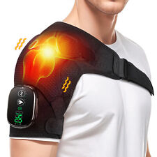 Electric Heated Vibration Shoulder Massager Wrap Rotator Cuff Brace Pain Relief