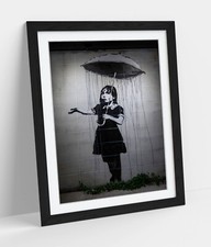 BANKSY GRAFFITI UMBRELLA GIRL HOME BEDROOM DECOR FRAMED ART POSTER PRINT 4 SIZES
