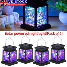 4Pcs Waterproof LED Solar Powered Hanging Lantern Lights Outdoor Garden Lamp UK