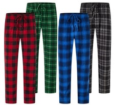 Mens 2 Pack Lounge Pants Polar Fleece Checked Warm Winter Pyjama Bottoms New