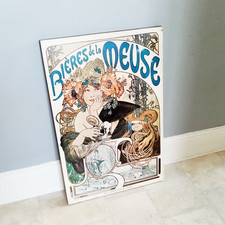 Vintage Alphonse Mucha Print Bieres De La Meuse French Art Nouveau Advertisement