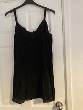 *New* Size 30/32 Yours Black Strap Lace Insert Micro Pleat Cami Top