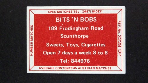 Matchbox label bits bobs - bits, ‘n