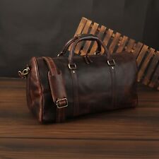 Oversized Dark Brown Weekender Leather Travel  Carry On bag Sports Duffel Bag