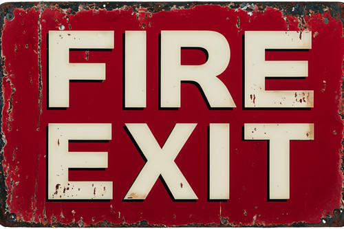 Fire exit metal sign - fire, sign,