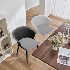 Dining Chair Set of 4 Modern Plastic Kitchen Chairs Fabric Padded Seat Office