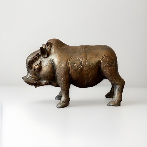Antique asian bronze wild - wild, boar