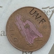 1971 2p counter stamped UVF