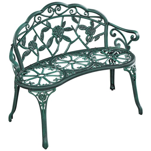 Metal garden bench with rose - garden,