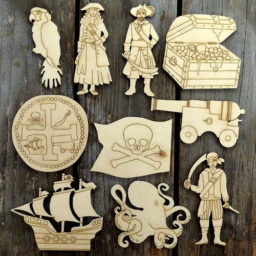 10x wooden pirate - 10x, shapes