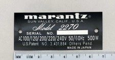 Marantz 2270 Rear Model Plate