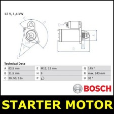 Starter Motor Fits AUDI COUPE QUATTRO 81 85 89 1.9 2.0 2.1 2.2 2.3 0918106890