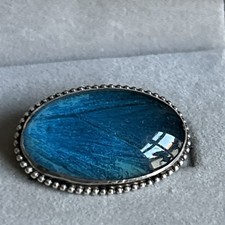 Vintage 925 silver Oval Butterfly Wing brooch / 