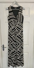 Size 14 Black & White Stripe Pattern Print Maxi Dress From Principles Debenhams