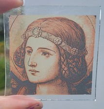 Stained Glass lady kiln fired glass piece window art religious