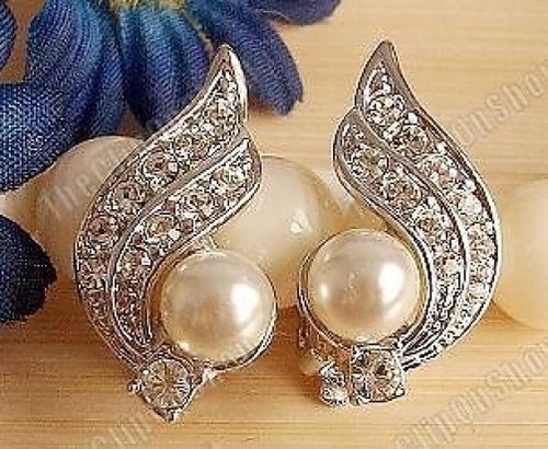 Clip vintage pearl - on, pearl&crystal