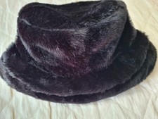 WOMANS LINED BLACK FAUX FUR WINTER HAT - MADE IN ENGLAND