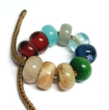 10 Pcs. Very Preety Multi Gemstone Big Hole Beads Large Hole Beads 14x8mm Beads