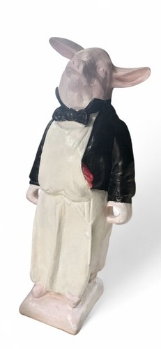 French pig butler chef statue - pig,