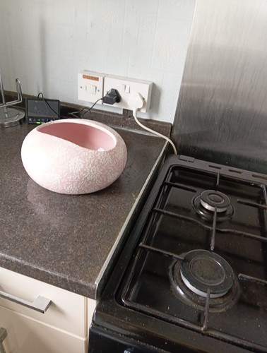 Pink and white bowl - 10", 10