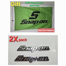 2PACK SNAP ON TOOL BOX LOGO EMBLEM Chrome Plastic Badge Decal 8" INCH+ Free Flag