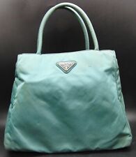 PRADA Handbag Waterproof Vintage Teal Green Tote Nylon Bag Shoulder B041