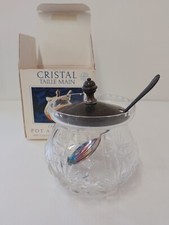 St Michael HAND CUT CRYSTAL 'Canterbury' Preserve Jar & Silver Plated Lid/Spoon