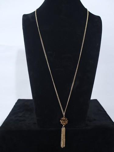 Gold tassel necklace crystal - necklace,