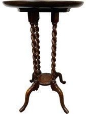 Antique Barley Twist Side Table Solid Wood Round Top - #1008