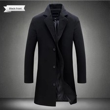 Mens Winter Warm Formal Trench Coat Long Jacket Tops Smart Work Overcoat Outwear