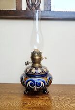 Doulton Lambeth Oil Lamp Edith D Lupton 1881 Lion Paw Feet Duplex Burner