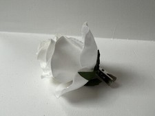 Clip On White Rose Christmas Tree Flower Frosted Tip Decoration Leaf Ornament