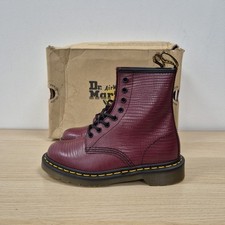 Dr Martens 1460 Red Oxblood Lizard Textured Leather Ankle Boots Size UK 4 Eu 37