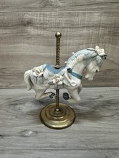 Vintage Multicolor Porcelain Brass Carousel Horse Figurine Collectible Free Ship