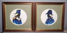 2 x Modern Portrait Silhouette Painting Lord Horatio Nelson Naval Officer 29cm 
