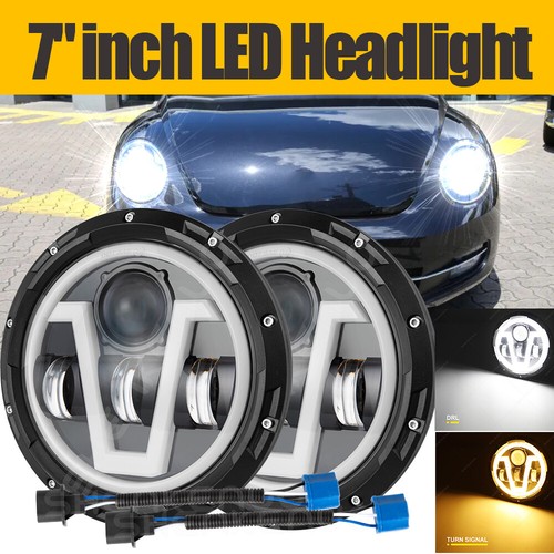 White amber led headlights - headlights, 2x
